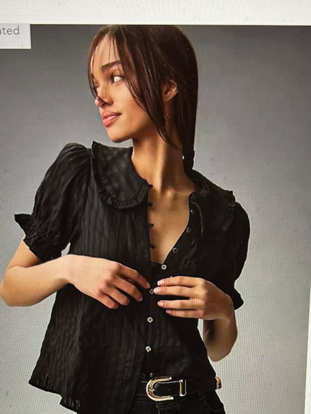 Kiera blouse by Pilcro (Anthropologie)- Black Size L